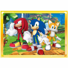 imagen 1 de puzzle sonic 4 en 1 de 12 a 24 piezas clementoni