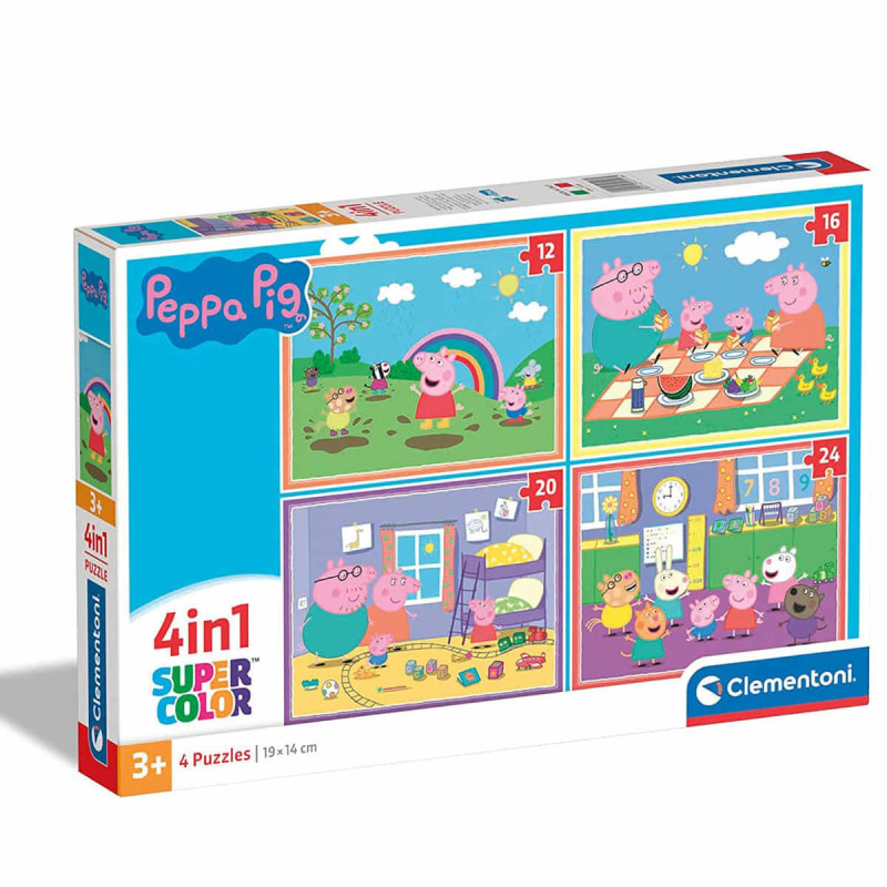 Imagen puzzle peppa pig 4 en 1 de 12 a 24 piezas clemento Imagen puzzle peppa pig 4 en 1 de 12 a 24 piezas clemento