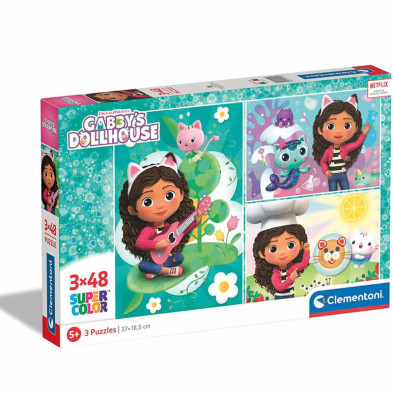 Imagen puzzle gabbys dollhouse 3x48 piezas