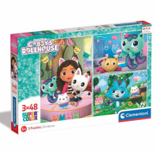 Imagen puzzle gabbys dollhouse 3x48 piezas