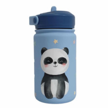 Imagen botella acero inoxidable 330ml tapón oso panda