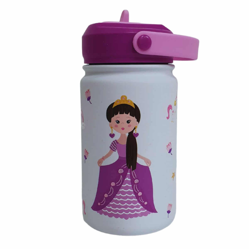 Imagen botella acero inoxidable 330ml princesa morada