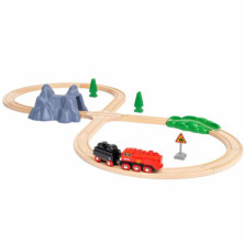 Imagen set ferroviario con tren de vapor brio