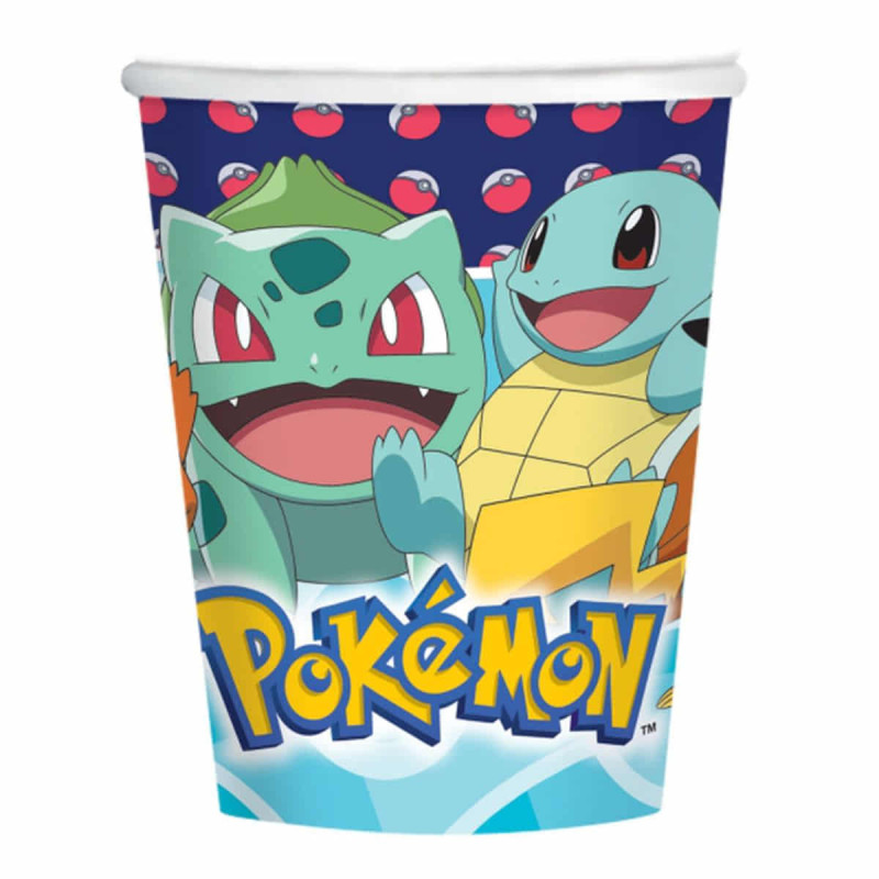 Imagen pack 8 vasos de papel pokémon 250ml