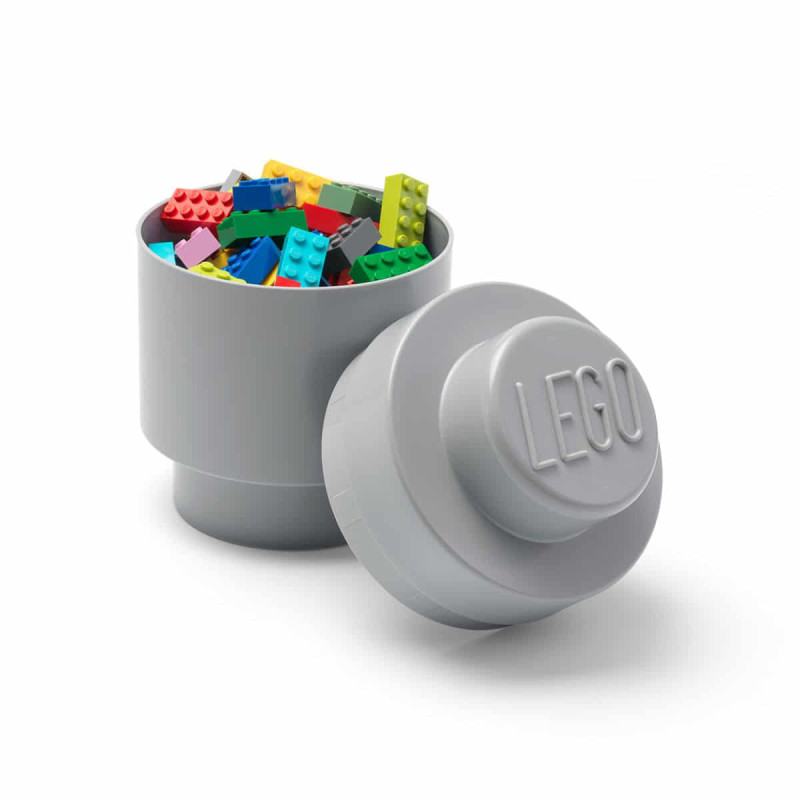 Imagen caja lego redonda gris 16x16x12cm brick 1 Imagen caja lego redonda gris 16x16x12cm brick 1
