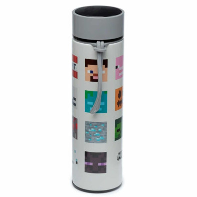 imagen 2 de botella termo con termómetro caras del minecraft