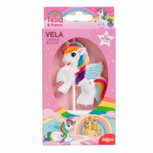 imagen 2 de vela para cumpleaños de unicornio 8x6.2cm