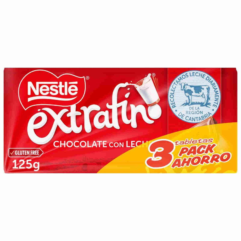 Imagen tableta chocolate nestlé extrafino 125gr pack 3 Imagen tableta chocolate nestlé extrafino 125gr pack 3