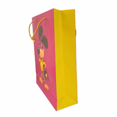 imagen 2 de bolsa papel 190gr mouse fondo fucsia 26x9x34cm 6u