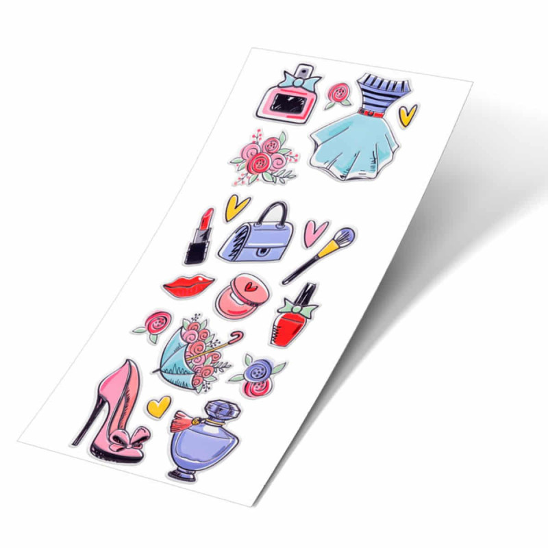 Imagen stickers moda set 1 lamina 10x25cm Imagen stickers moda set 1 lamina 10x25cm