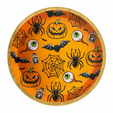 Imagen plato llano halloween 23cm cartón 6u