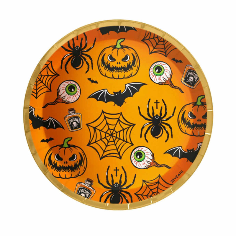 Imagen plato llano postre halloween 17cm cartón 8 uds