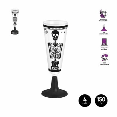 imagen 1 de copa cava calavera pie negro 150cc set 4 unidades