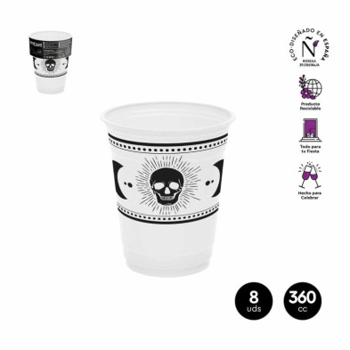 imagen 1 de vaso calavera premium 360cc set 8 unidades