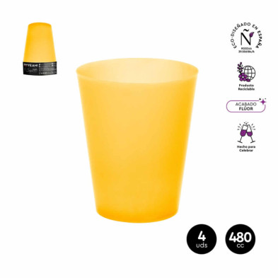 imagen 1 de vaso cubata ancho naranja 480cc set 4 unidades