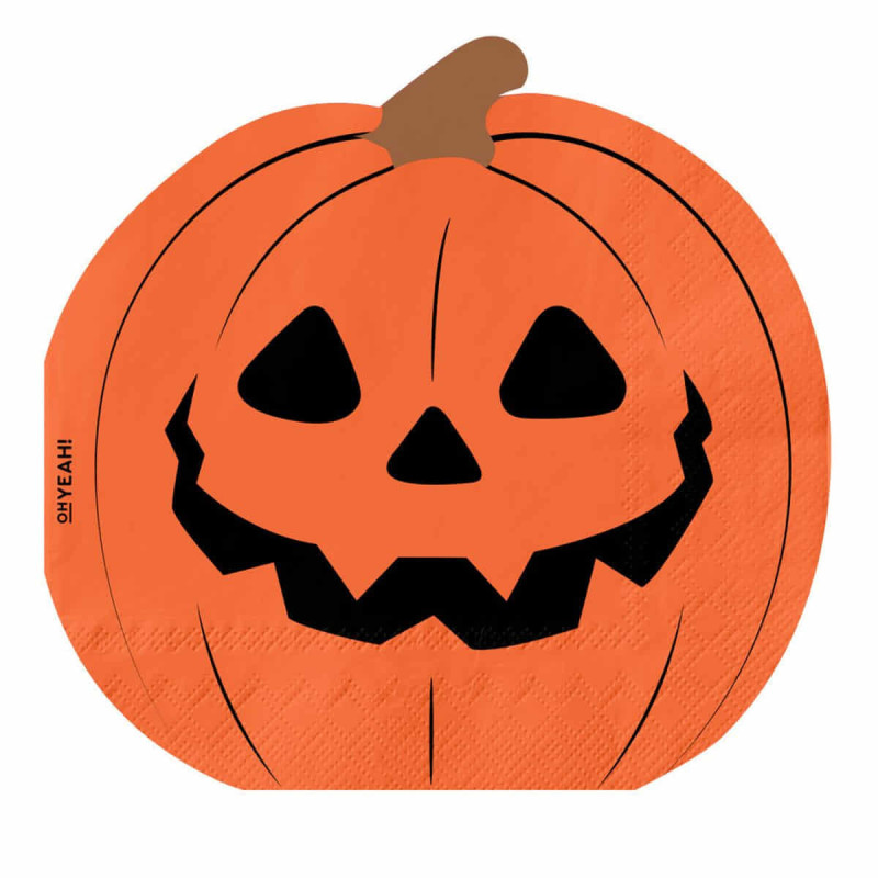 Imagen servilleta doble capa forma calabaza 33x33cm papel