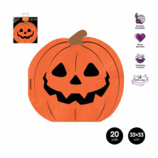 imagen 1 de servilleta doble capa forma calabaza 33x33cm papel