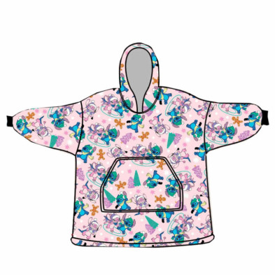 Imagen sudadera poncho adulto lilo & stitch rosa