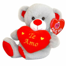 Imagen oso de peluche gris 17cm te amo