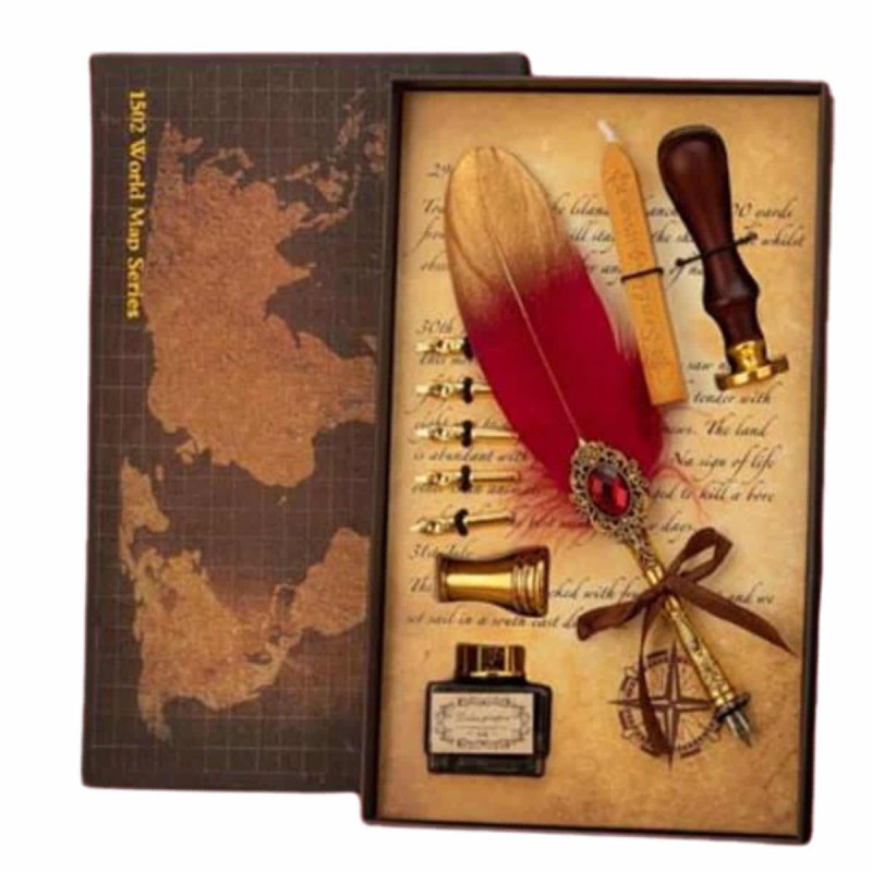 Imagen set pluma artist calligraphy luxury pluma roja Imagen set pluma artist calligraphy luxury pluma roja