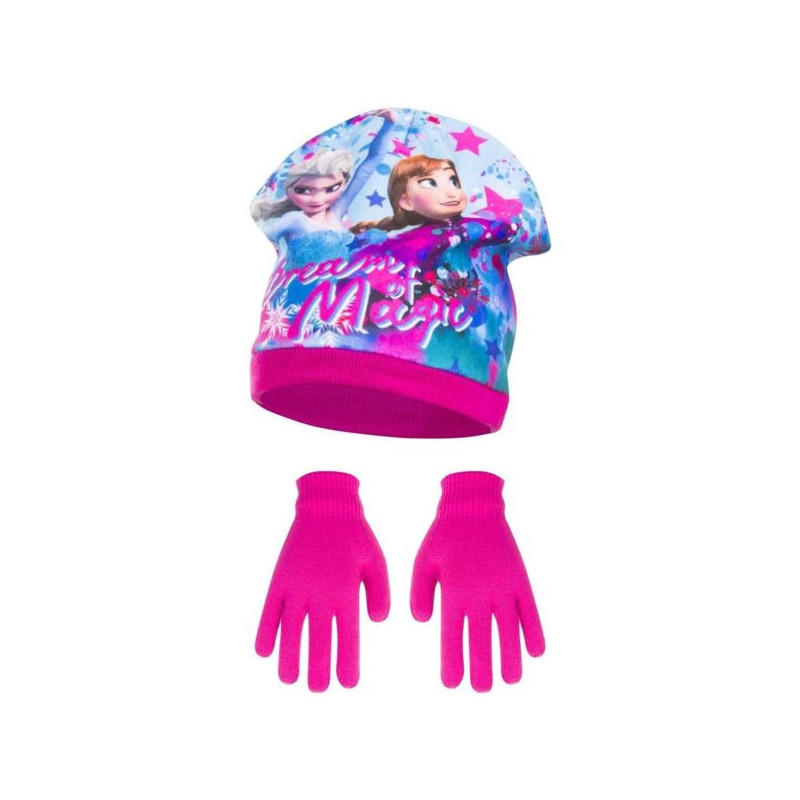 Imagen PACK GORRO Y GUANTES ROSA FROZEN ANNA Y ELSA