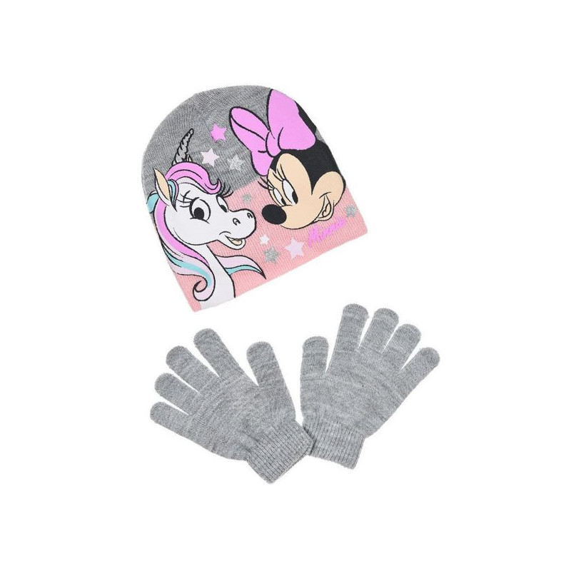 Imagen PACK GORRO Y GUANTES GRIS MINNIE Y UNICORNIO