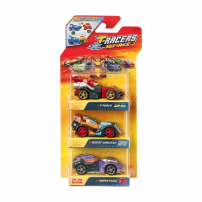 imagen 2 de pack 3 coches t-racers mix race