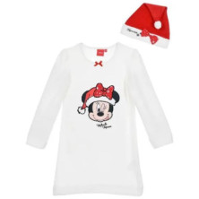 CAMISA DE NOITE BRANCA E CHAPÉU DE NATAL DA MINNIE MOUSE
