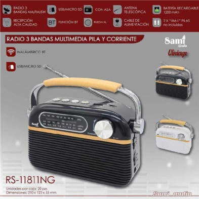 imagen 1 de radio vintage negro 3 bandas sami
