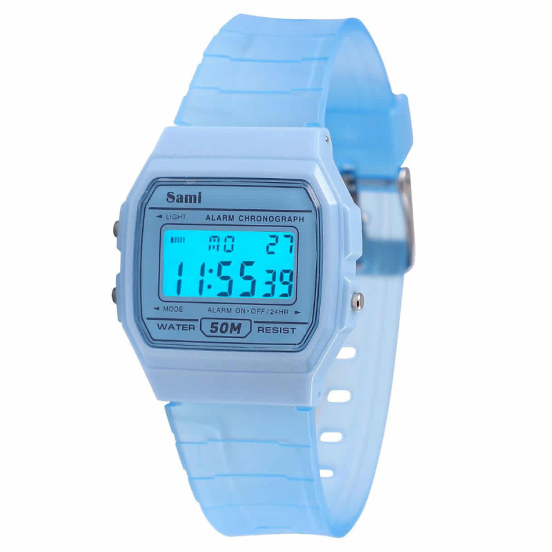 Imagen reloj vintage lcd correa transparente azul