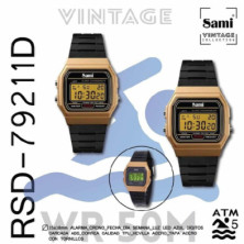 imagen 1 de reloj vintage lcd dorado