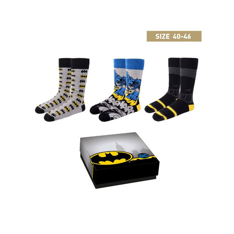 Imagen calcetines batman 3 piezas talla única 40-46 box