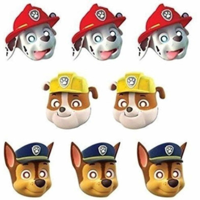 imagen 1 de mascaras infantiles patrulla canina set 8 unidades