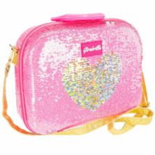Imagen maletín de maquillaje lentej girabrilla  rosa oro