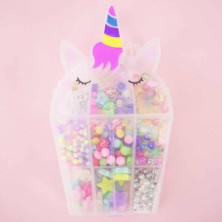 imagen 1 de set de pulseras corazones unicornio abalorios