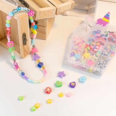 imagen 2 de set de pulseras corazones unicornio abalorios