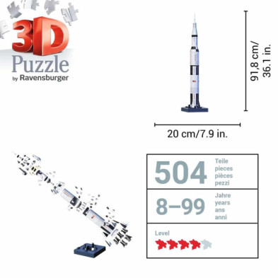 imagen 3 de puzzle 3d apollo saturn v rocket 440 piezas ravens imagen 3 de puzzle 3d apollo saturn v rocket 440 piezas ravens