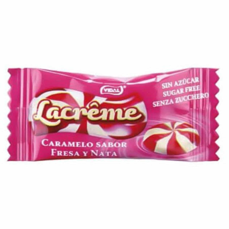 Imagen caramelo la creme fresa sin azúcar bolsa 900grs Imagen caramelo la creme fresa sin azúcar bolsa 900grs