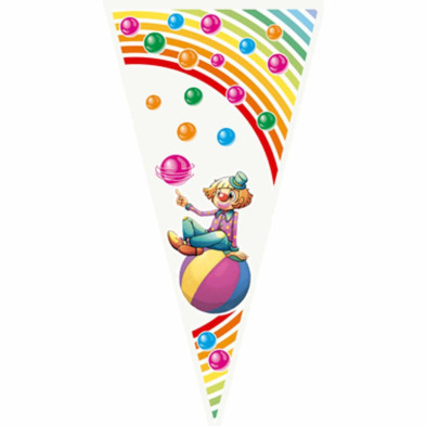 Imagen bolsa cono 20x40cm payasos 100 unidades