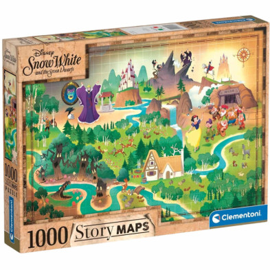 Imagen puzzle blancanieves story maps 1000 piezas clement