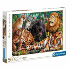 Imagen puzzle felinos salvajes 500 piezas clementoni