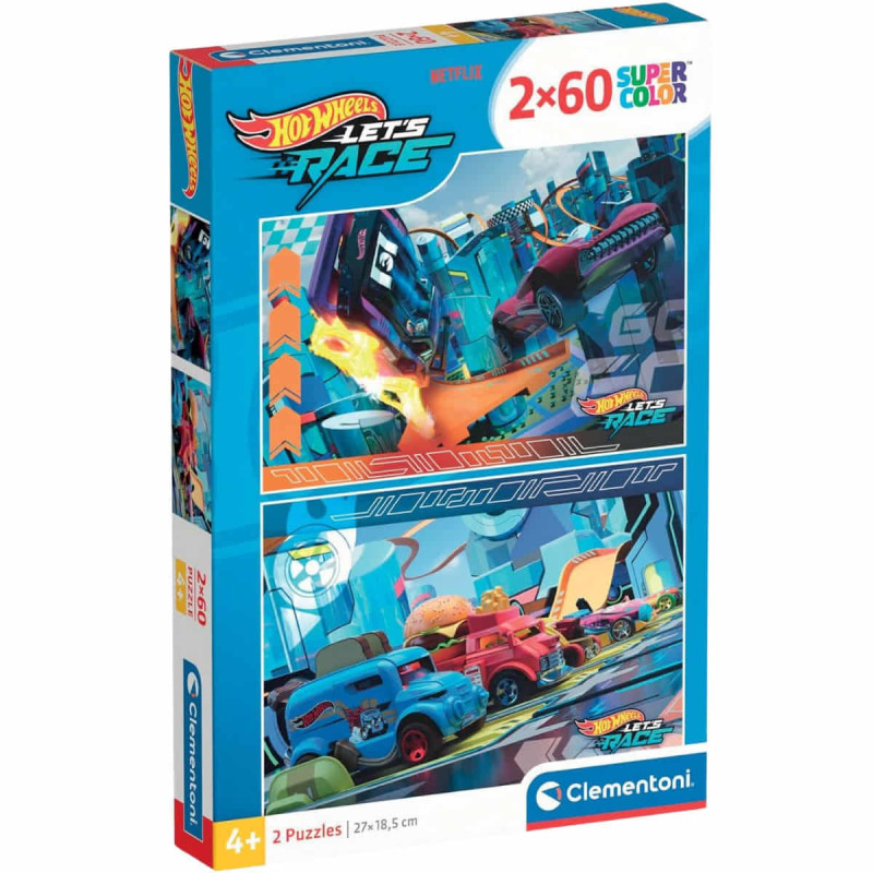 Imagen puzle hotwheels 2x60 piezas clementoni Imagen puzle hotwheels 2x60 piezas clementoni