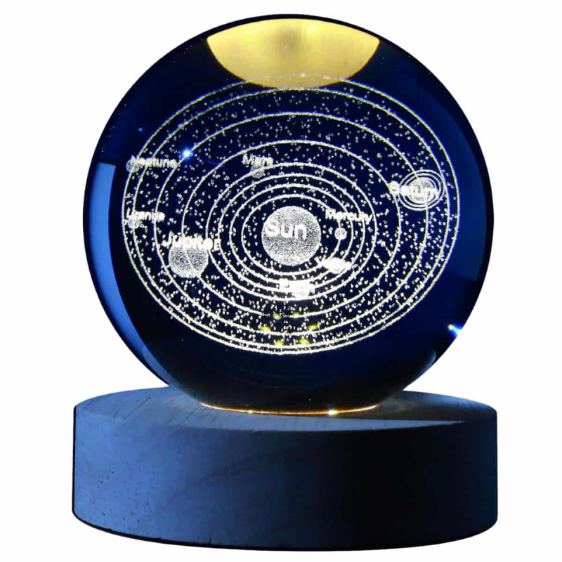 Imagen lámpara bola de cristal 3d tema sistema solar  8cm