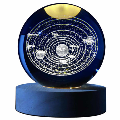 Imagen lámpara bola de cristal 3d tema sistema solar  8cm