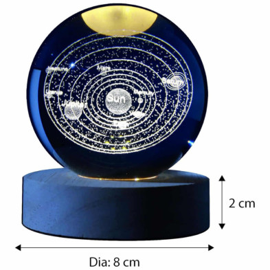 imagen 2 de lámpara bola de cristal 3d tema sistema solar  8cm