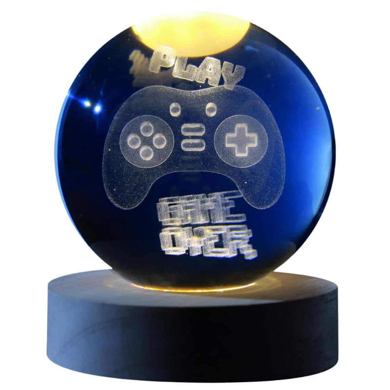 Imagen lámpara bola de cristal 3d tema lets play  8cm