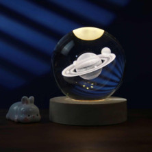 imagen 1 de lámpara bola de cristal 3d saturno 8cm