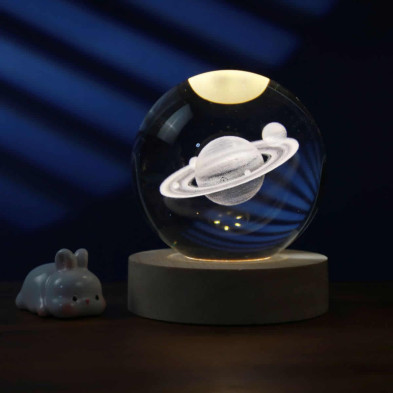 imagen 1 de lámpara bola de cristal 3d saturno 8cm