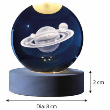 imagen 2 de lámpara bola de cristal 3d saturno 8cm