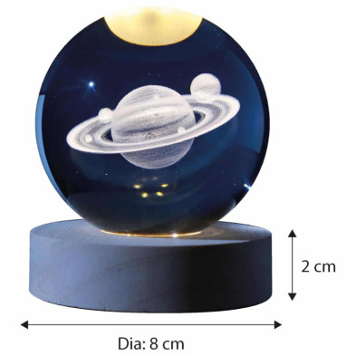 imagen 2 de lámpara bola de cristal 3d saturno 8cm